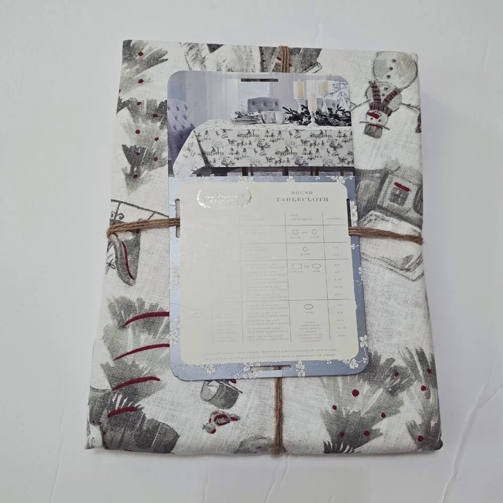 NWT Rachel Ashwell Tablecloth‎ Christmas “The Prairie” 70” Round 100% Cotton